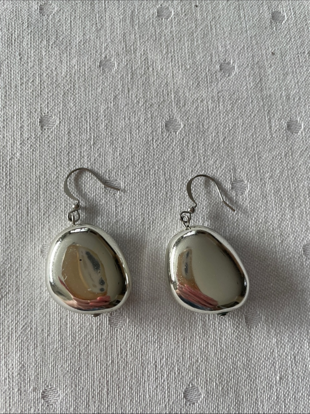 Silver Tonal Pebble Drop Earrings - Women Jewelry